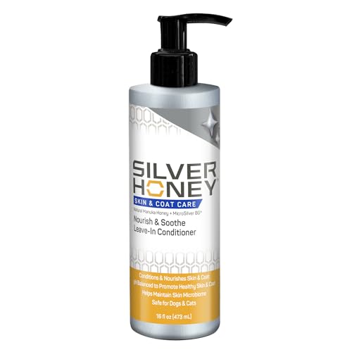 Silver Honey Nourish & Soothe Leave-in Conditioner 16 fl oz, Dog & Cat Skin & Coat Care, Natural Manuka Honey + MicroSilver BG, Pump Bottle