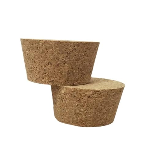 Lot de 2 bouchons en liège et bois for flacons de laboratoire, grand format (diamètre supérieur 88 à 105 mm), for flacons de pudding en verre ou flacons à huiles essentielles.(110x90x30mm)