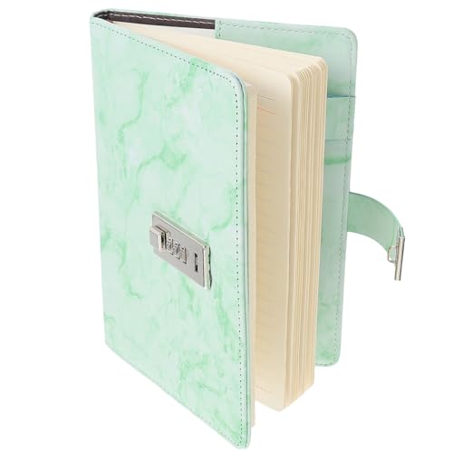 DOITOOL Cuaderno con Cerradura de Combinación Diario Portátil de Mármol Verde Libreta Gruesa para Escribir y Guardar Secretos Accesorio Multifunción para Estudiantes y Uso Diario
