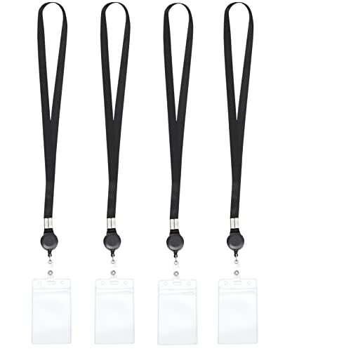 STOBOK Märkesrulle 4St Clear ID Card Badge Holder Vertical Name Tag Protector Cards Hylsa Portabelt Studenter Kortskydd Med Rep F?r Kontorsskolarbetare Infällbar