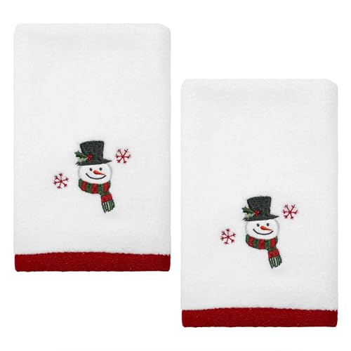 Avanti Linens Fingertip Towels Soft Absorbent Christmas Decorations Set of 2 Winter Snowman Collection