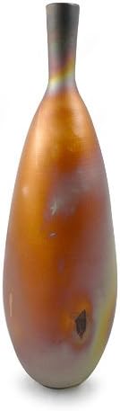 American Made Pottery Copper Patina Tall Bottle Vase, 17-Inch