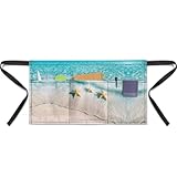 Delantales de cintura con 3 bolsillos, a prueba de salpicaduras, medio delantal de camarero occidental para restaurante, hotel, cocina, cafetería, Estampado de estrella de mar, Taille unique