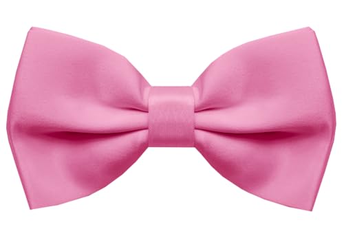 Dibi Mens Solid Color Formal Pre Tied Bow Ties - Mens Bowties - Adjustable Bow Tie (Pink)