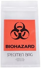 4″ x 6″ Specimen Zipper Bag with Pouch and Biohazard Message (2 mil)