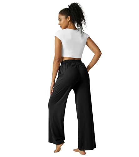 Wide Leg Pants Women Modal Lounge Pajamas Sweatpants Drawstring High Waisted Pants with Pockets3