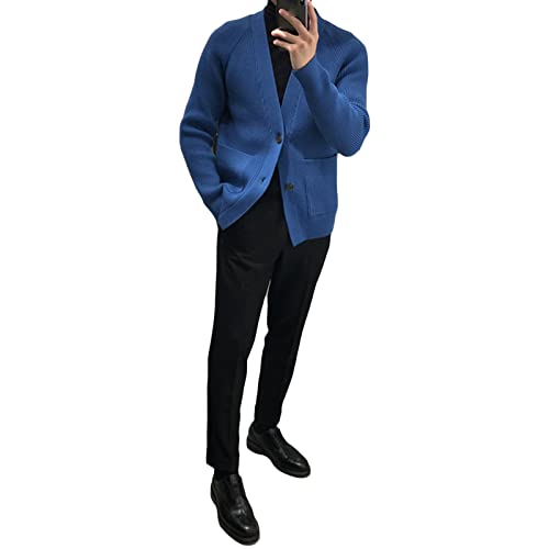 Cardigan vintage hommes col v pour mi saison pull tricot léger