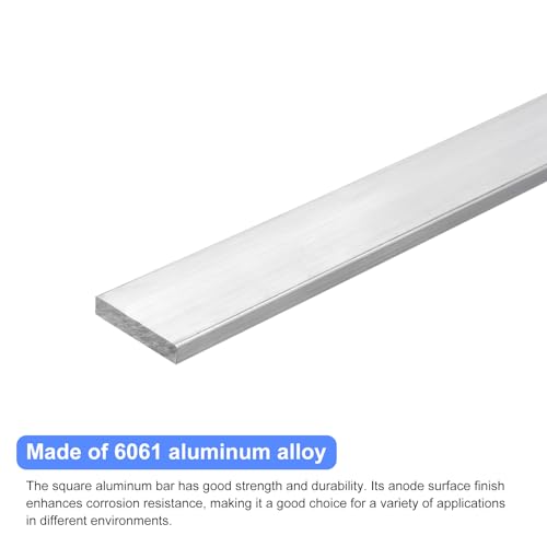 Image of uxcell Square Aluminum Flat Bar, 1 /4 inch Thick 1.4 inch Width 10 inch Length Square Aluminum Bar 6061 Aluminum Flat Plate, 6 x 35 x 254mm T6511 Solid New Mill Stock for Industrial Building