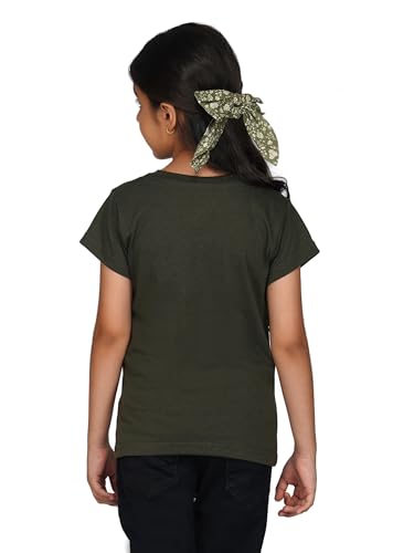 Image of Kids Round Neck Girls Tshirt | Short Sleeves | Natural Organic 100% Cotton Soft Comfortable Fabric | Plain Color Original Branded Half Sleeve | School t-Shirt for Girl Kid | Sleepwear Everyday Casual