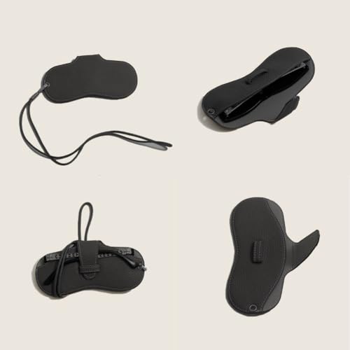 Image of FASHIXD Glasses Case Portable Travel Sunglass Case with Lanyard Eyeglass Pouch Bag Sunglass Holder for Purse For Women Men (Classic-Black)