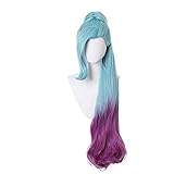 League of Legends Seraphine Gradient Long Wavy Hair Anime Comic Exhibition Cosplay Hair COS Wigs (Blue)