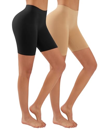 Image of YADIFEN Slip Shorts for Under Dresses Women Seamless Anti Chafing Underwear Shaping Boyshort Smooth Thigh Biker Short Panties