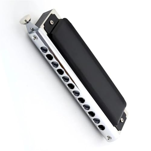 12穴スライド式クロマチックハーモニカ楽器スタイリッシュなブラックの絶妙なケース 初心者ハーモニカ