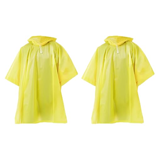 Fayemint 2 Piezas Poncho de Lluvia Impermeable, Multifuncional Poncho, Poncho Reutilizable, Poncho de Lluvia portátil, para Senderismo, Ciclismo, Pesca, Camping (Amarillo)