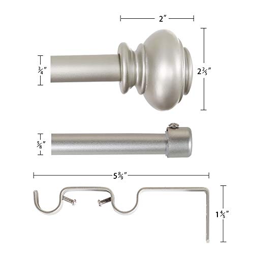 H.Versailtex PART-HVRODS-DOUBLE-701-4884-NICKEL Elegant Window Treatment Telescoping Double Curtain Rod Set With Classic Cap, 3/4-Inch Diameter, Adjusts From 48 To 84 Inches, Nickel thumb #4