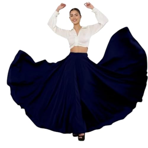 Image of JYESHTA Women's American Crepe Flared A Line Stitched Long Skirt with 12 Mtr Flare 40 in Height | Skirts for Women Long Length | Long Skirts for Girls