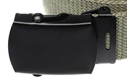 Jackster Military-Style Slide Web Belt – Adjustable 54" Cotton Canvas with Black Metal Buckle – Made in USA2