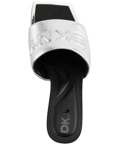 Image of DKNY Women's Keke Square Toe Heeeld Sandal Mule With Logo | Party Sandals