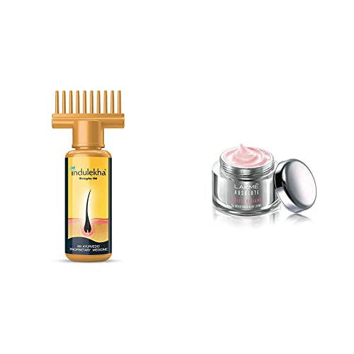 Indulekha Bhringa Hair Oil, 100ml And Lakme Absolute Perfect Radiance Skin lightening/Brightening Night Creme 50 g