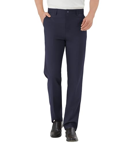 Image of Men's Tall Classic Fit Flex Flat Front Dress Pants Formal Pants for Business & Office