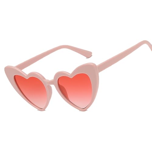 Hot Pink Heart Sunglasses For Women Glasses Candy Color Transparent Trendy Love Glasses for Adult Party Favors (HOT-PINK)