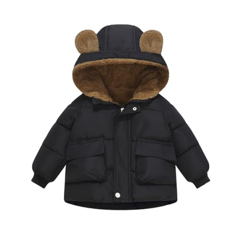 Girls Boys Hooded Fleece Coat Cute Bear Ear Sherpa Lined Warm Jacket Winter Thicken Down Snow Coats Puffer Outerwear