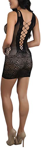 Image of ToBeInStyle Women's Stretch See Through Fishnet Novelty Mini Rave Party Dress
