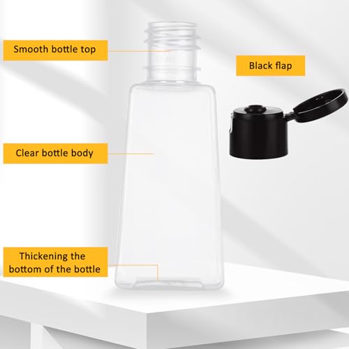 100 Pack 1 oz Plastic Empty Travel Bottles with Flip Cap, Refillable Hand Sanitizer Bottle, Clear Portable Containers with Lids for Shampoo, Creams, Body Lotions3