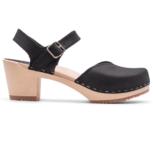 Image of Sandgrens Handmade Swedish Wood Clogs for Women, High Heel Sandal | Victoria