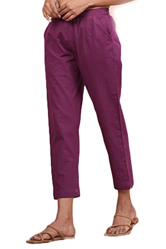 Image of Women's Cotton Ankle Fit Trouser Pants for Women & Girls | Women Regular Fit with Two Pocket Trouser for Office School Formal Casual Daily Use