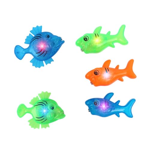 UKCOCO 5個 発光魚のおもちゃ 磁気式知育釣りゲーム 向け色彩認識と創造力促進 素材使用 幼児の手にフィット お風呂や室内遊びに