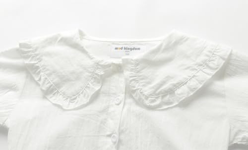 Image of Mud Kingdom Girls Blouse Shirts Spring Fall Long Sleeve Button-Down Top Ruffle Collar