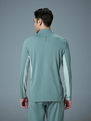 Image of TECHNOSPORT Men Polyester Slim Fit Colorblock Zipper Neck Full Sleeve Cotflex Polo T-Shirt With Quick Dry, Spf50+ For Gym, Sports And Regular Use