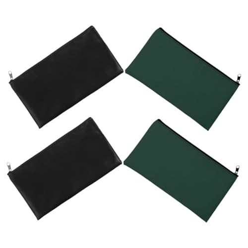 jojofuny 4pcs PU Leather Money Pouches Stylish Zippered Bank for Cash Receipts Coins Capacity and Versatile Organizers
