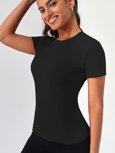 TAISIM Women's Dry Fit Workout Shirt Crew Neck Compression Top3