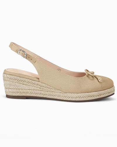 Image of Womens Closed Toe Espadrilles Wedges Shoes Platform Slingback Mid Low Heel Canvas Bow Dress Sandals
