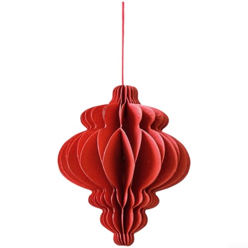 Lanterne en papier rouge pour Nouvel An chinois pour le Nouvel An chinois en nid d'abeille - 8 cm - Pliable - Décoration à suspendre pour lunaire, Nouvel An, festival, maison, bureau, fête (D)