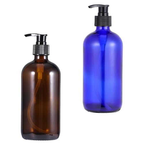 Alasum Botellas de Vidrio Diseño Clásico para para Loción 500ml en Dispensador de Bomba Paquete de 2 Piezas para Uso en Baño y Cocina Uso Baño y Cocina