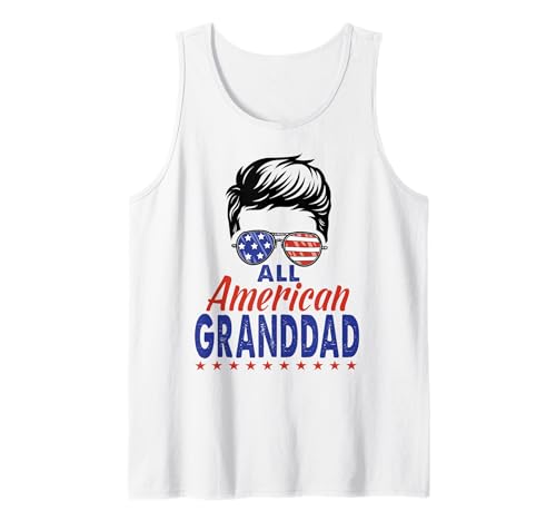 All American Granddad Sunglasses USA Flag 4th of July Camiseta sin Mangas