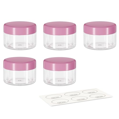 5 Gram Sample Pots 5 Pcs Plastic Travel Pots for Toiletries Mini Travel Containers with lids Empty Cosmetic Containers for Face Creams Samples Make-Up