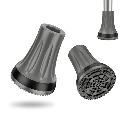 supregear Crutch Tips, 7/8 inch Heavy Duty Rubber Replacement for Crutches, Anti-Slip Thickened Feet Cap Walking Cane Tips, Safety Durable Accessories for Seniors Elderly (Set of 2), Grey