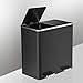 SONGMICS Trash Can, 2 x 8 Gallon (2 x 30 L) Garbage Can for Kitchen, with 15 Trash Bags, 2 Compartments, Plastic Inner Buckets and Hinged Lids, Airtight, Black ULTB60BK