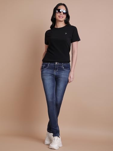 Image of TWIN BIRDS Women Cotton Elastane T-Shirt | Round Neck Casual Everyday Top