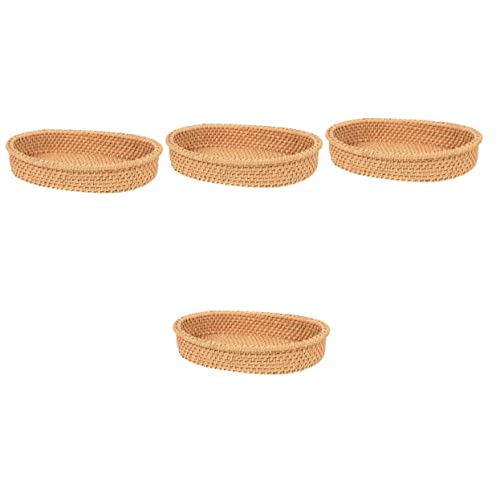 STOBAZA 4 Pçs Cesta De Armazenamento De Pão Prato De Frutas Utensílios De Cozinha Bambu E Vime