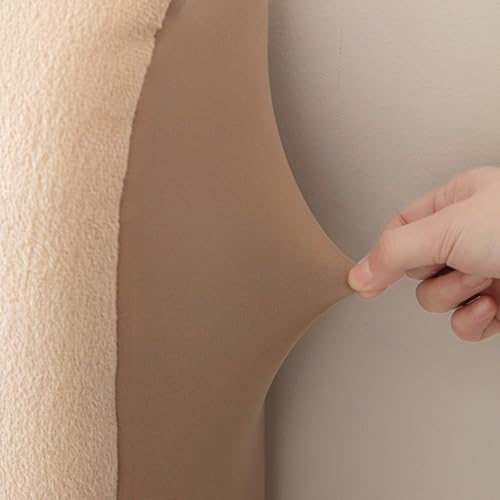 Image of HOMETHREADS Velvet Padded Headboard Cover with Foam - Soft, Wrinkle-Resistant Bed Back Protector, Suitable for Wooden, Leather & Upholstered | Fits 6 ft Headboards only (68x180 cm) (Beige)
