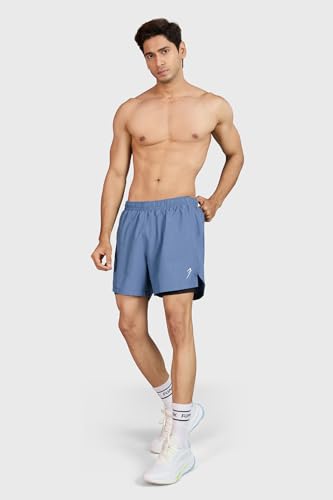 Image of FUAARK Men Regular Fit 5 inch Dual Layer Training or Gym Sports Shorts with Compression Inner