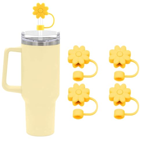 Hpebl Yellow Straw Covers 4 PCS Straw Toppers for Stanley