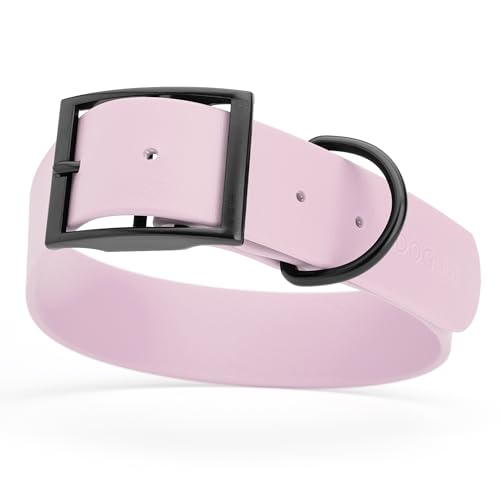 Image of Dogline Biothane Waterproof Dog Collar Strong Coated Nylon Webbing with Black Hardware Odor- Proof for Easy Care Easy to Clean High Performance Fits Small Medium or Large Dogs, Pastel Purple