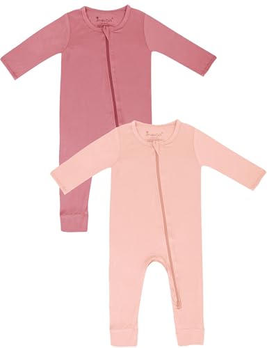 Image of Jimonda Baby Romper Boys Girls Bamboo Pajamas 2-Way Zipper Footless Unisex Long Sleeve Sleepers Sleep and Play 0-24 Months