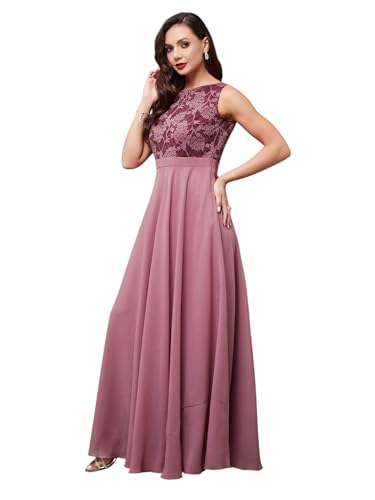 Image of Miss Chase Women's Round Neck Sleeveless Floral Lace Fit & Flare Maxi Dress